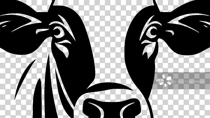 奶牛 - 黑白隔离图标图片素材