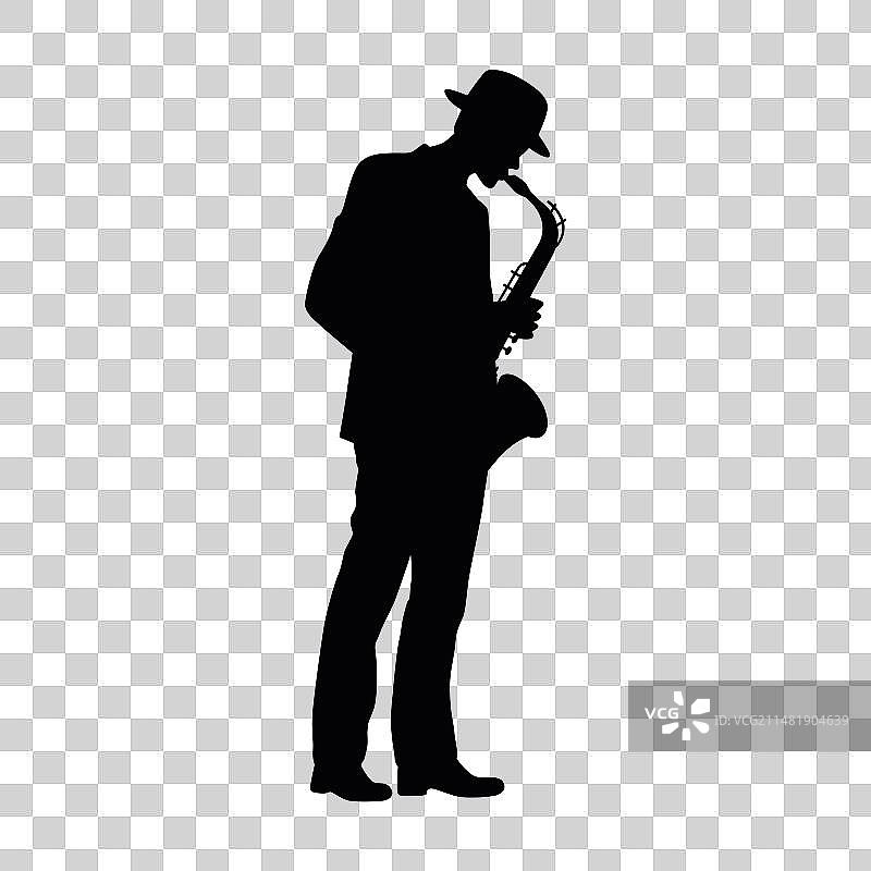 萨克斯剪影爵士音乐家图片素材