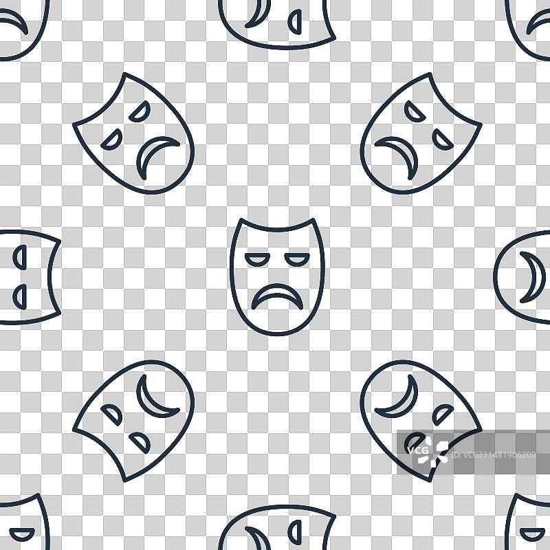 黑色线条戏剧面具图标图片素材