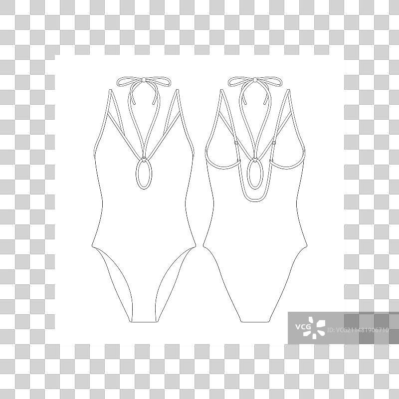 钥匙孔挂脖泳衣扁平设计模板图片素材