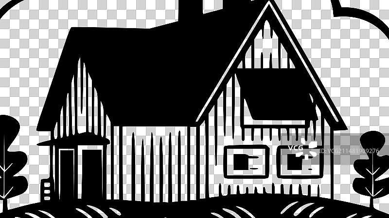 农舍 - 黑白图片素材