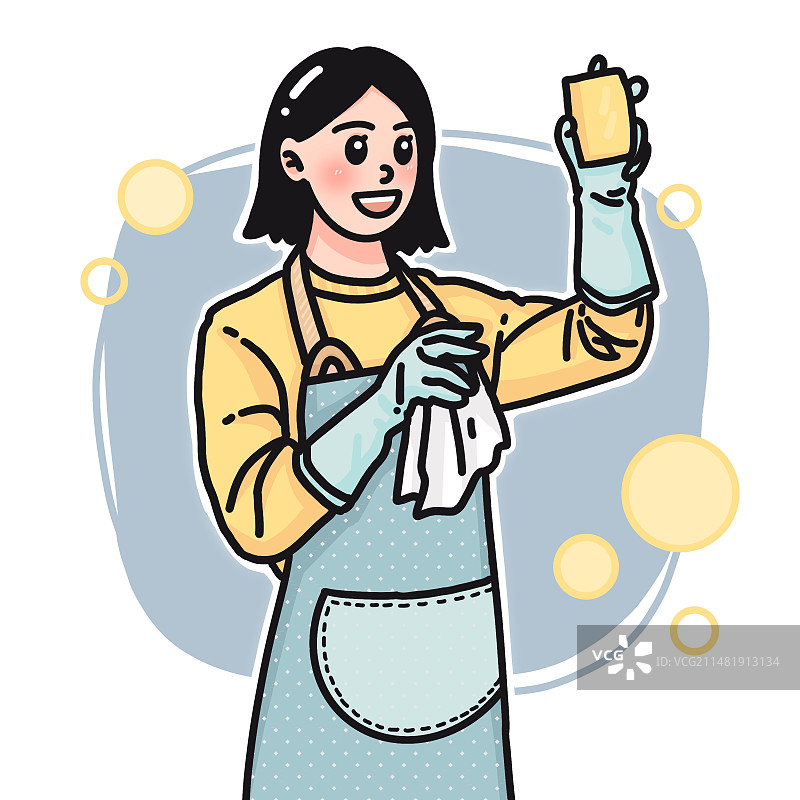 做卫生的女人插画图片素材