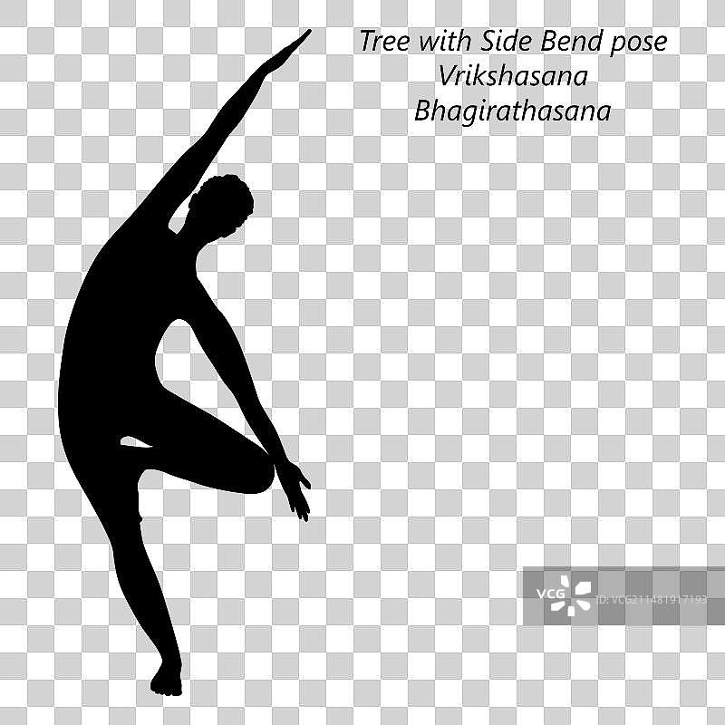 做树式瑜伽的女人剪影图片素材