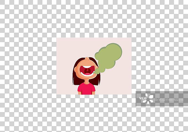 患有口臭的卡通小女孩图片素材