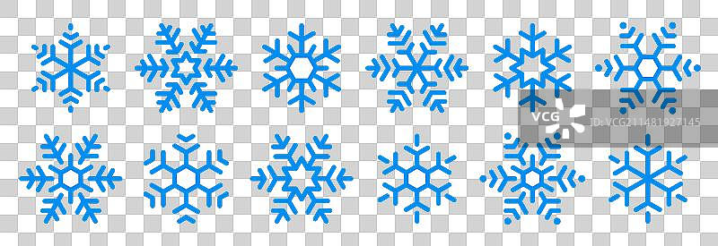 蓝色雪花图标集合图片素材