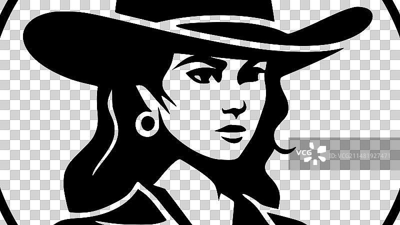 牛仔女郎-简约扁平风logo图片素材