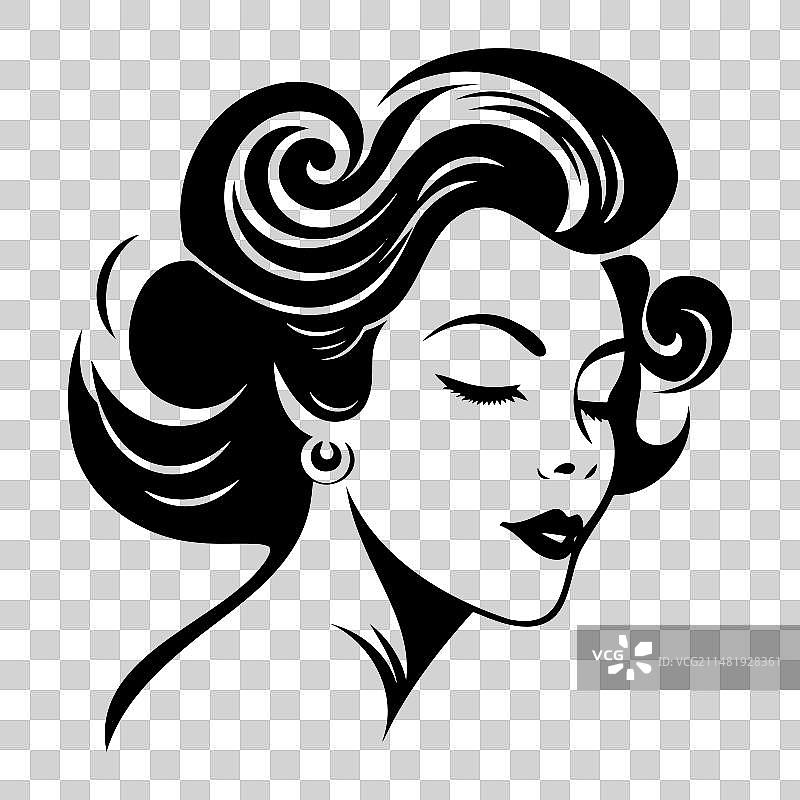 女士短发造型图标标志图片素材