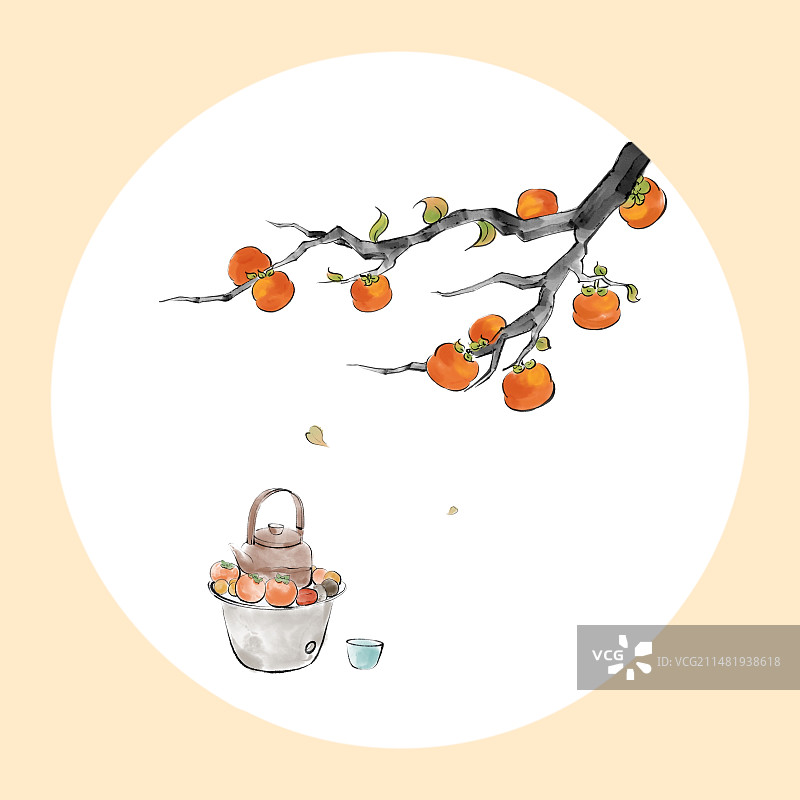 围炉煮茶水墨画图片素材