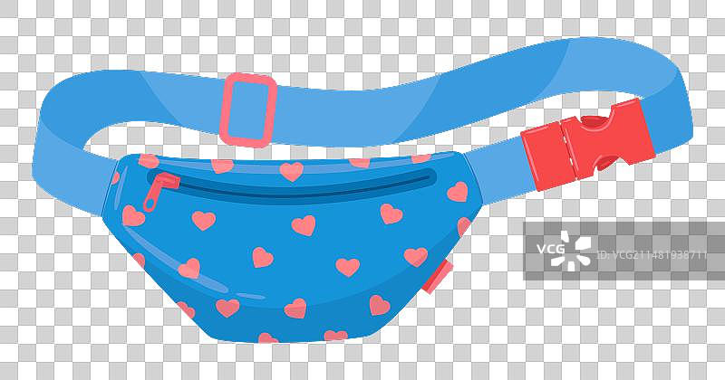 复古拉链尼龙腰包卡通图片素材