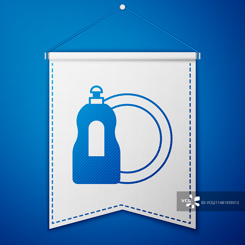 蓝色洗洁精瓶与盘子图标图片素材
