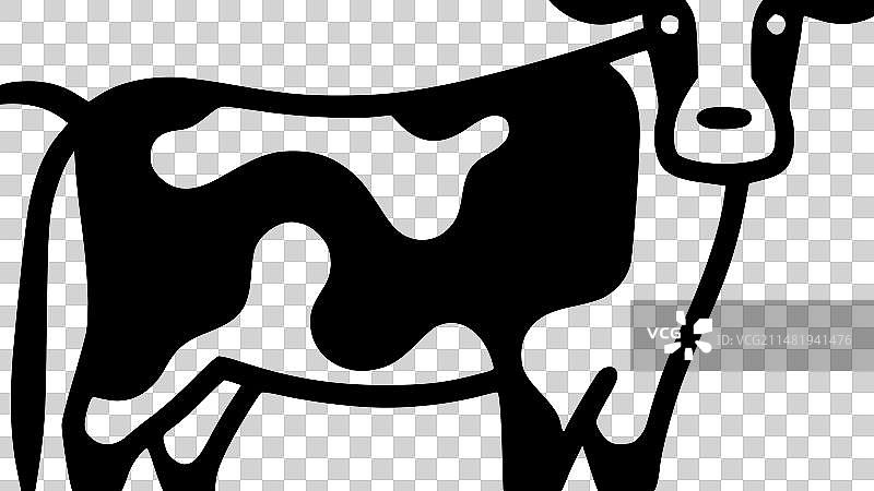 奶牛 - 黑白隔离图标图片素材