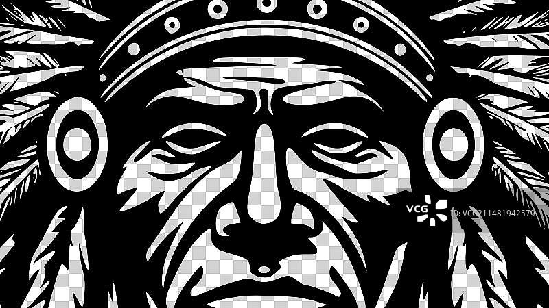 印第安酋长 - 黑白图片素材