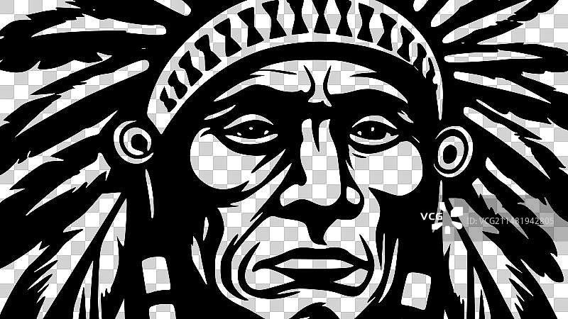 印度酋长 - 简约剪影图片素材