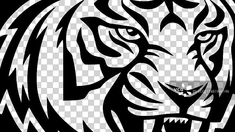 老虎-极简主义和简单的轮廓图片素材