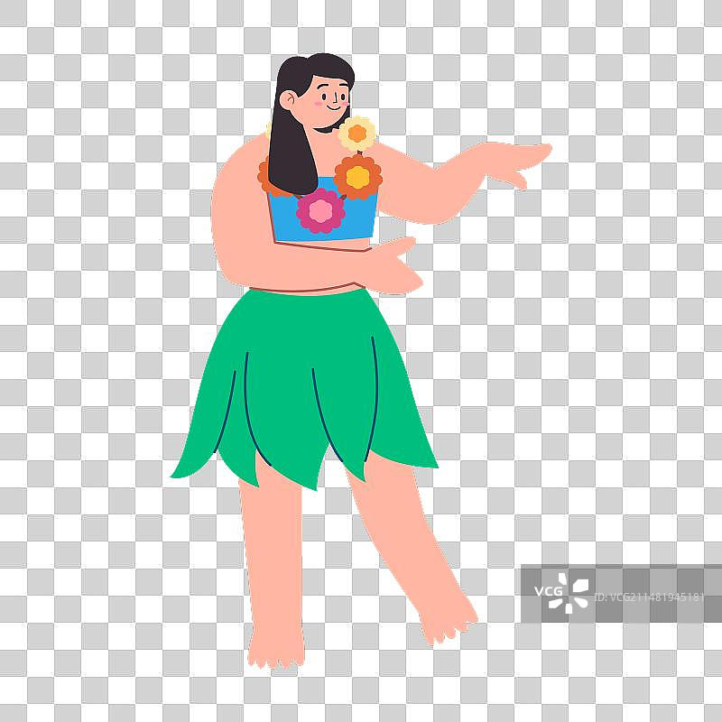 年轻漂亮的女孩微笑表情草裙舞图片素材