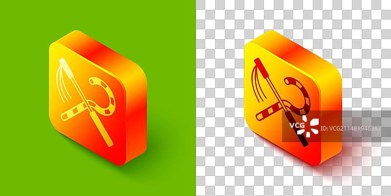 2.5D牧羊杖和连枷图标（绿色背景）图片素材