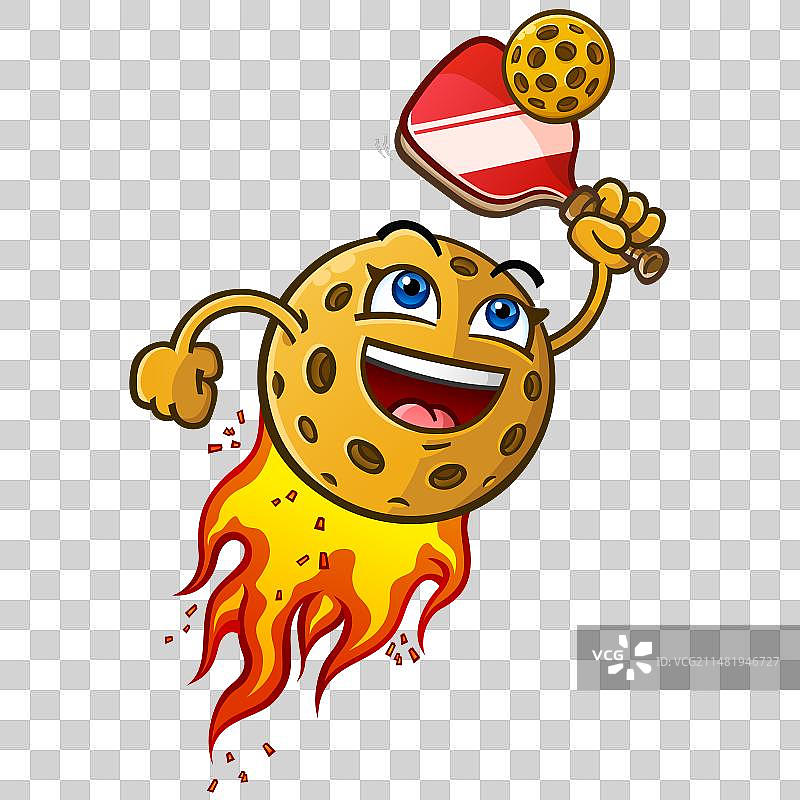 火箭飞行中的燃烧的泡菜球卡通形象图片素材