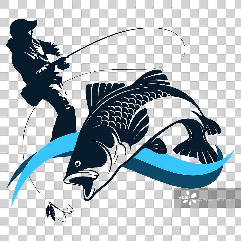 渔夫在海浪上钓鱼图片素材