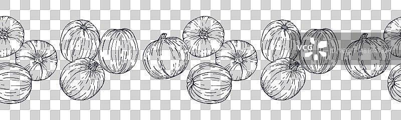 手绘南瓜无缝边框图片素材