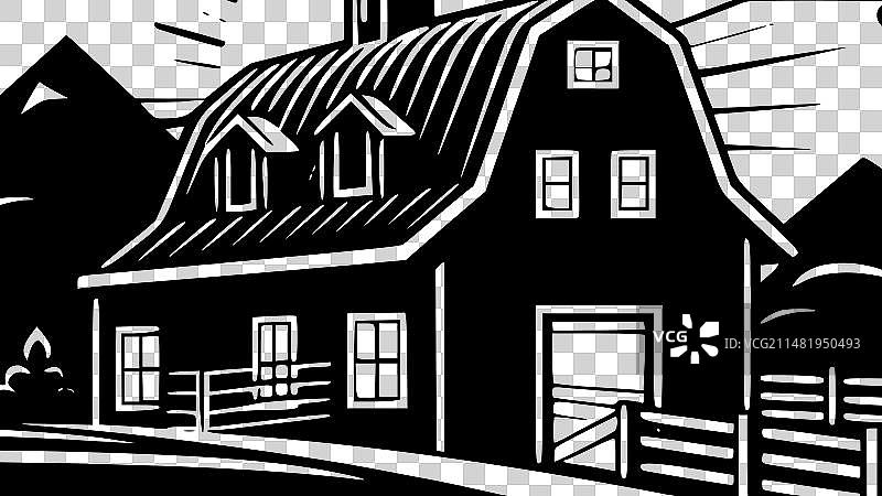 农舍 - 黑白图片素材