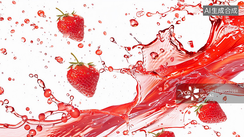 【AI数字艺术】草莓果汁图片素材