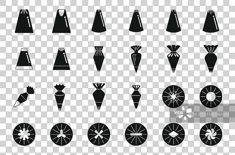 蛋糕裱花嘴图标集简约风格图片素材