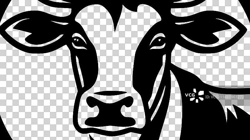 奶牛 - 简约扁平风格Logo图片素材