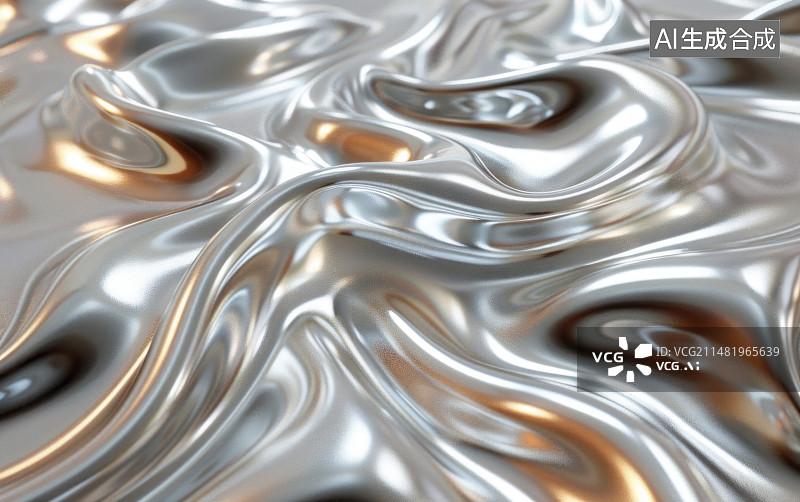 【AI数字艺术】带有金属光泽的波纹状背景图片素材