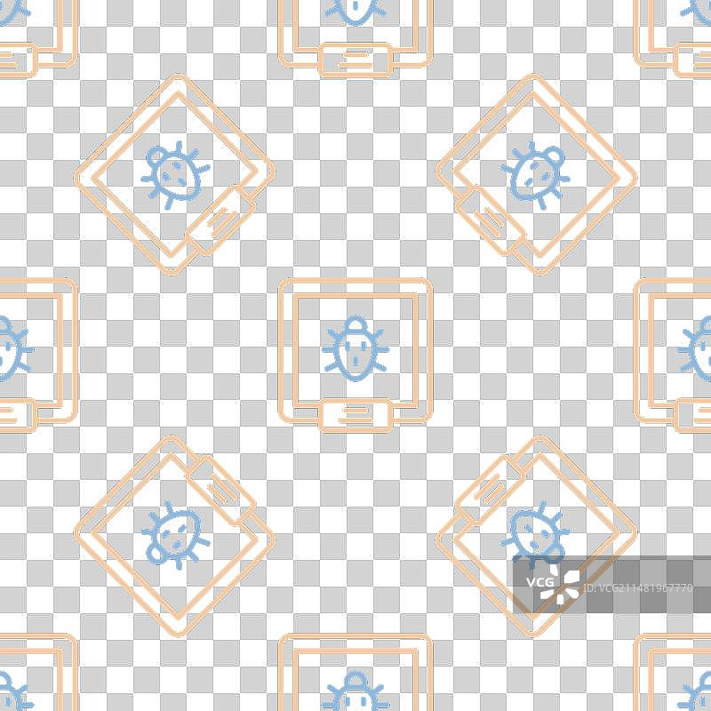 线条科罗拉多甲虫图标无缝图案图片素材