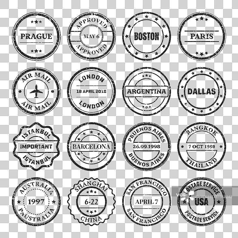 邮票标签和徽章Grunge印记图片素材