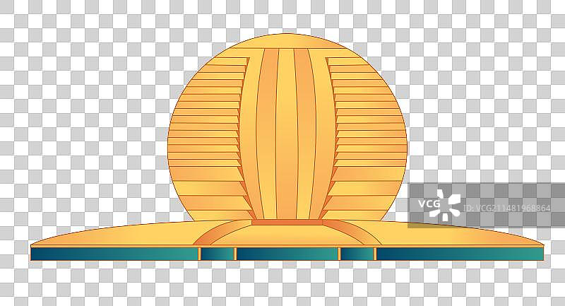 国风杭州印象城市地标建筑杭州国际会议中心矢量插画图片素材