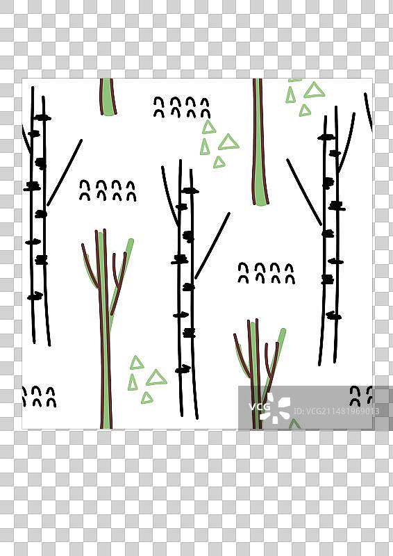 白桦树无缝图案图片素材