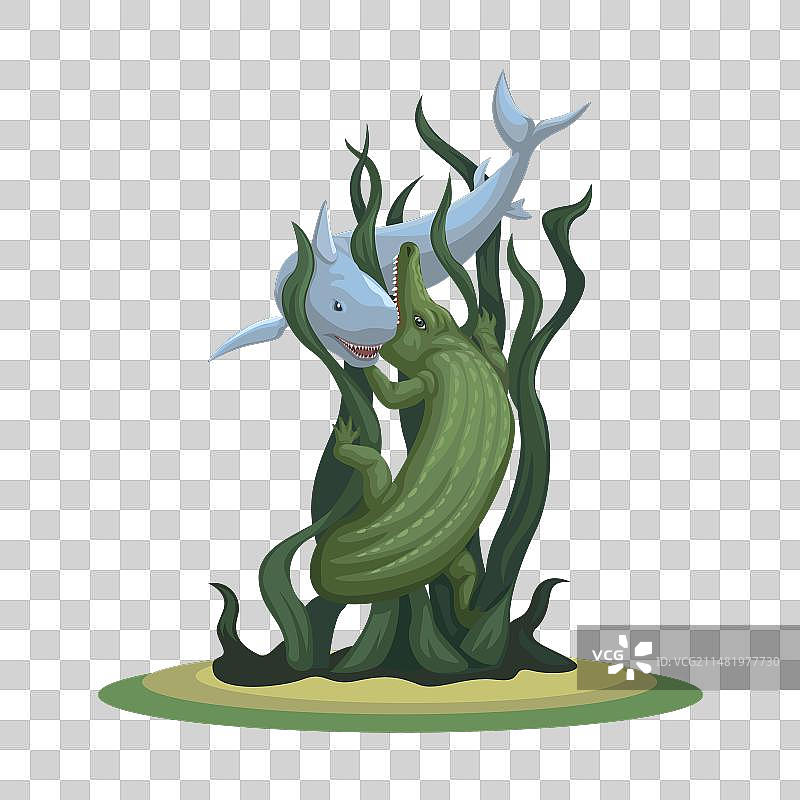 印度尼西亚泗水地标：鲨鱼和鳄鱼图片素材