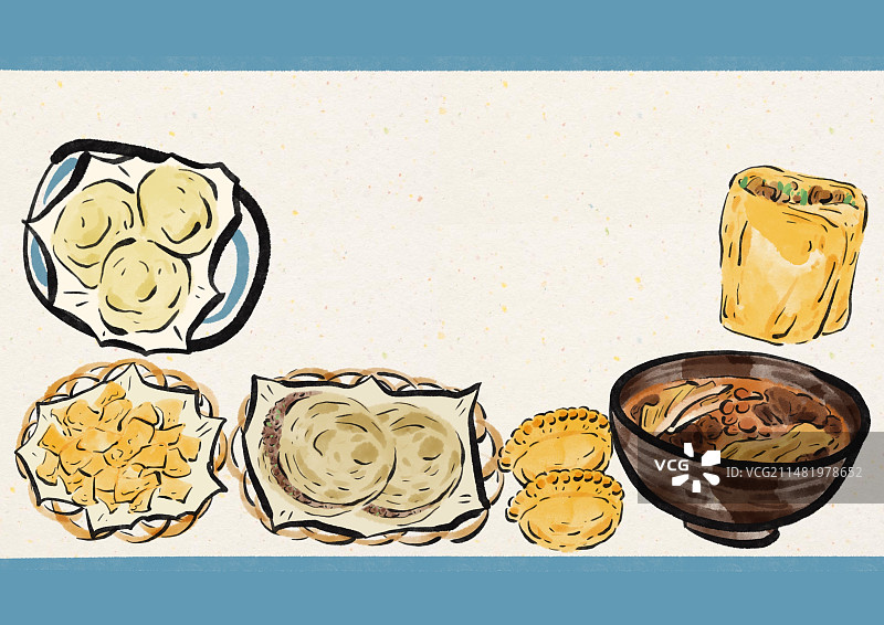 水墨风郑州美食插画图片素材