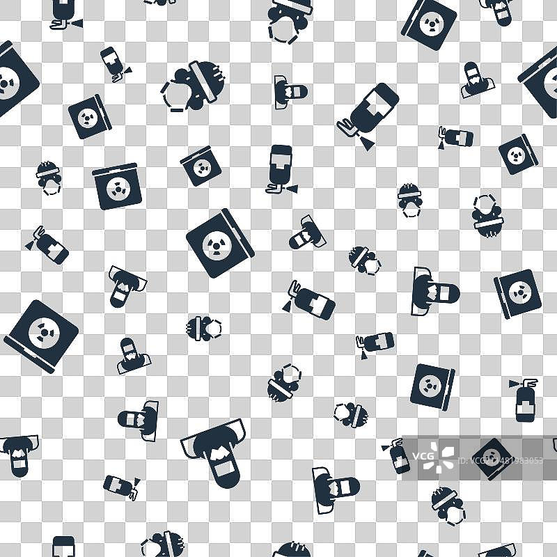 核反应堆工人笔记本电脑与火灾套装图片素材