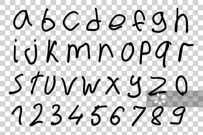 儿童书写的黑色英语字母表图片素材