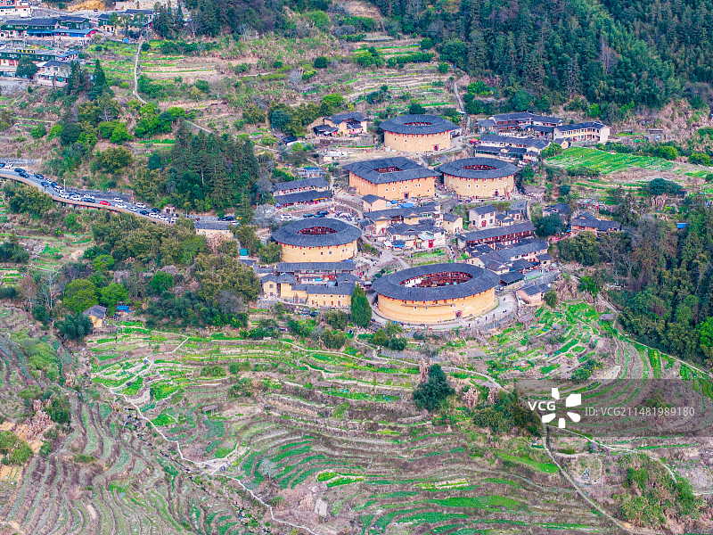 南靖田螺坑土楼群，福建漳州南靖图片素材