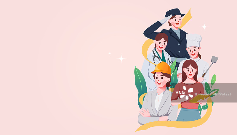 三八妇女节不同职业女性人物节日插画图片素材