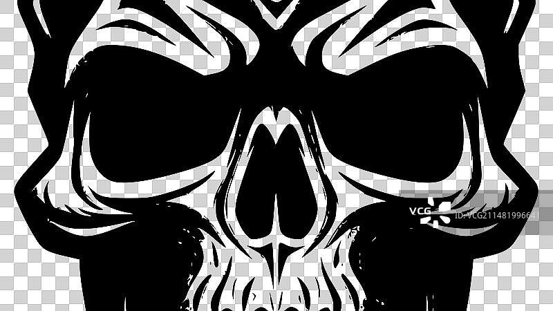 骷髅-黑色和白色孤立的图标图片素材