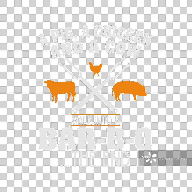 猪、鸡和牛的趣味烧烤T恤图片素材