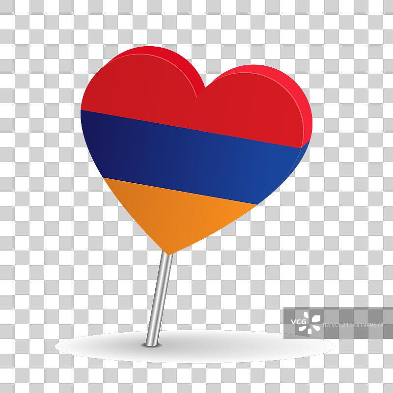 亚美尼亚国旗心形地图指针布局图片素材