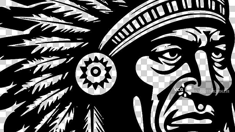 印度酋长 - 简约剪影图片素材