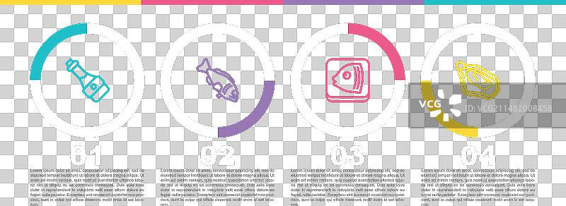 酱油瓶、鱼头和贻贝线性图案图片素材
