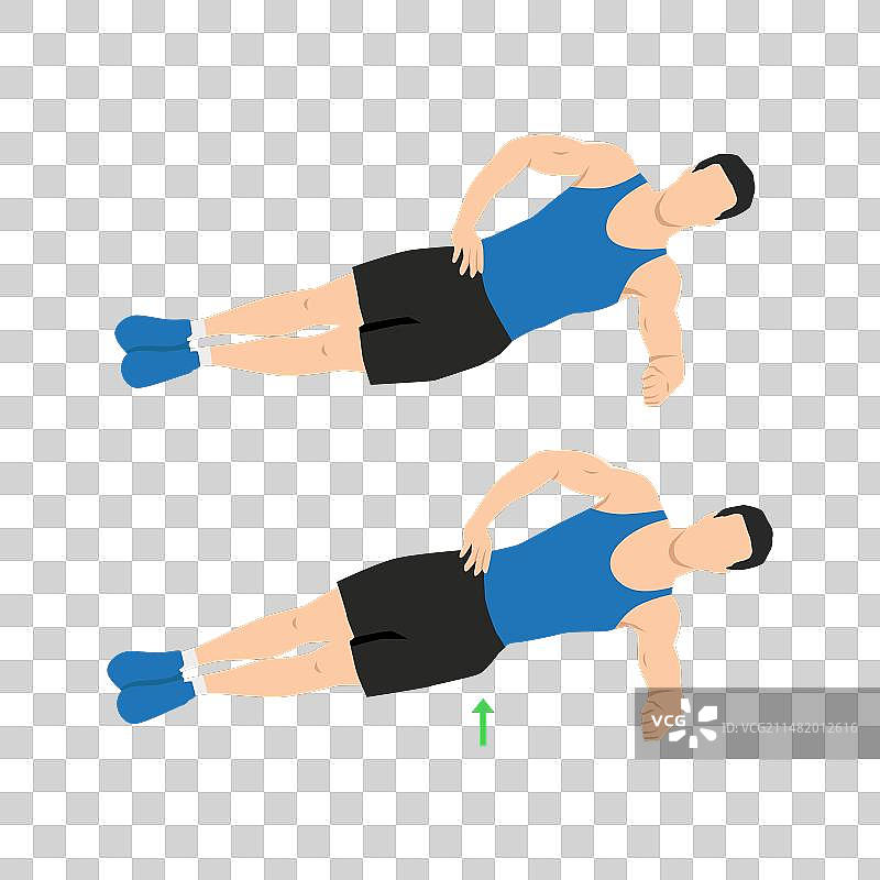 做侧平板髋部抬高运动的男人图片素材