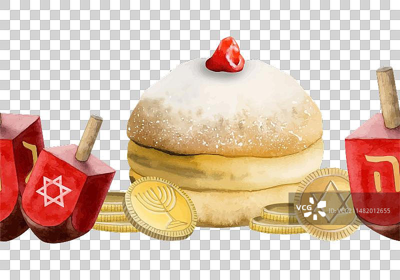 光明节甜甜圈陀螺无缝边框图片素材