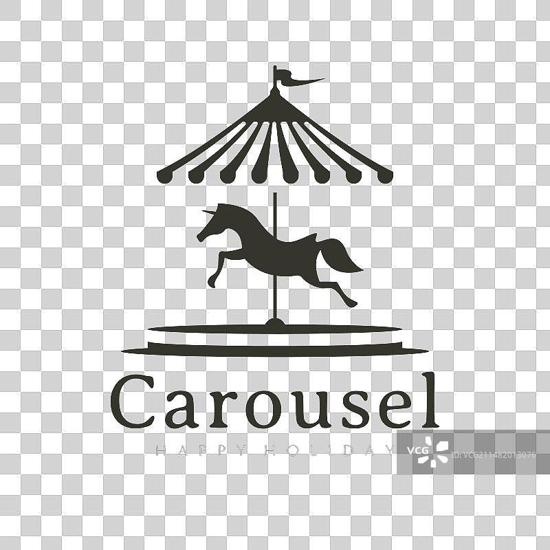 旋转木马马匹复古标志设计图片素材