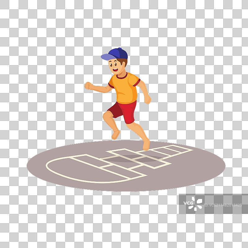 孩子们玩跳房子游戏图片素材