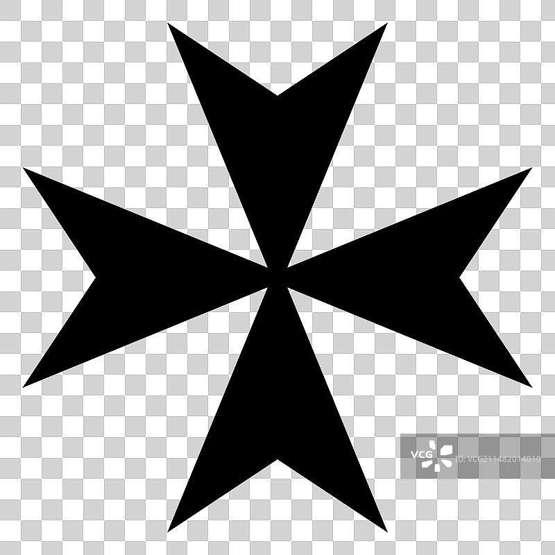 马耳他十字黑白剪影图片素材