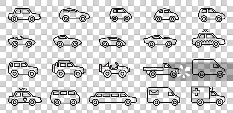 各种汽车轮廓剪影图案图片素材