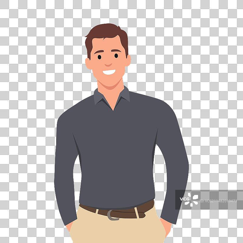 穿着牛仔裤的自信男士图片素材